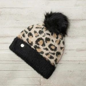 NWT Express Faux Fur Pom Beanie - Leopard